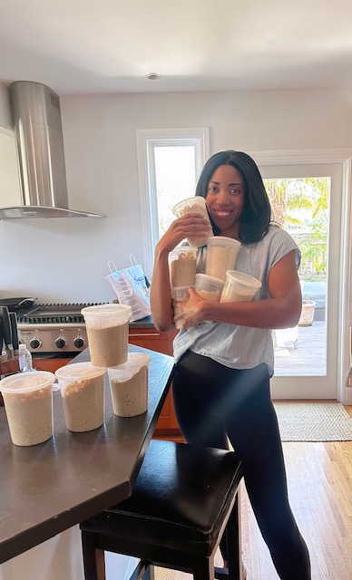 Community member sharing homemade goods