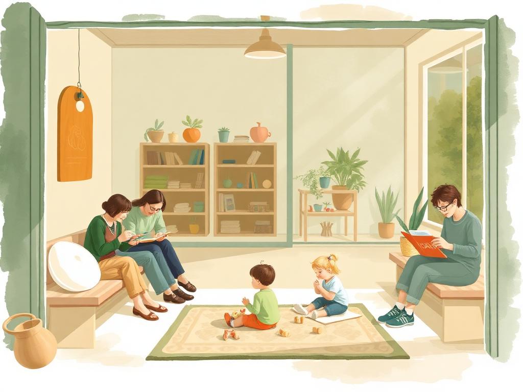 Parents gathering while toddlers play